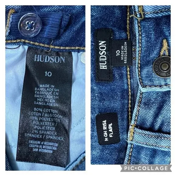 Hudson Girl's 10 Flared Jeans Stone Wash Distressed Patches High Rise Denim - Picture 9 of 12